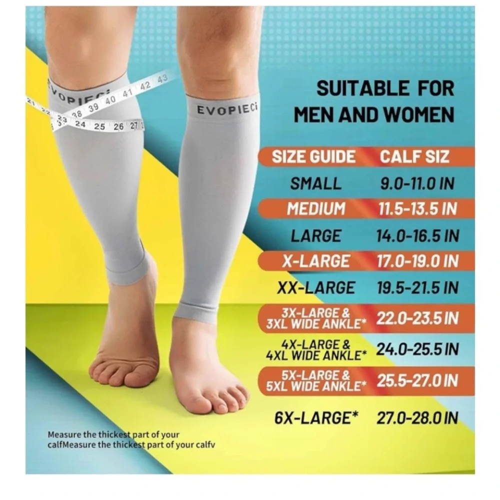 NEW 20-30mmHg Calf Compression Wide Brace Leg Support Shin Splint Pain Relief